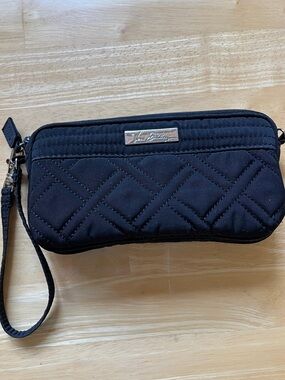 Vera Bradley Black Quilted Wristlet Clutch with Removable Strap